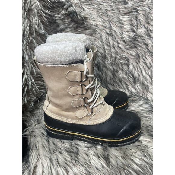 Rugged Exposure Rubber Sole with Tan Suede Upper Sherpa Lined‎ Women's Boot 8 - Picture 4 of 7